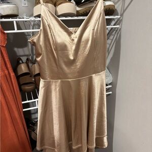 Elegant Gold Satin Dress